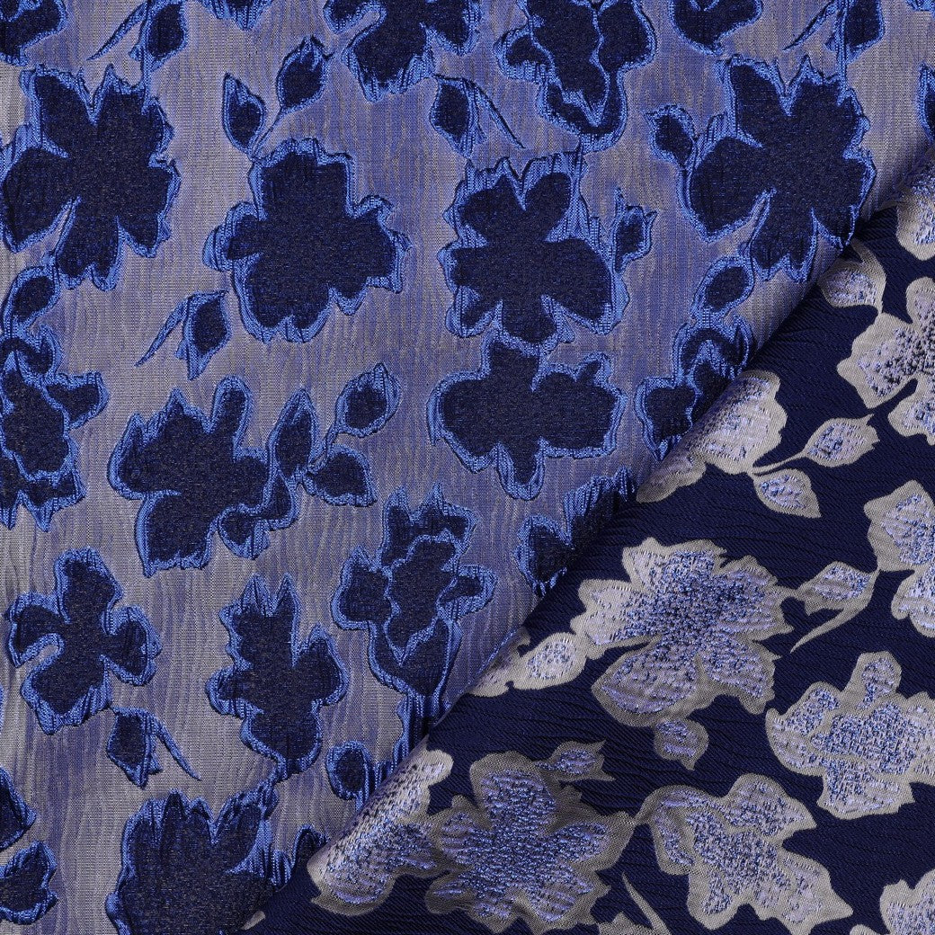 Jacquard bloemen blauw