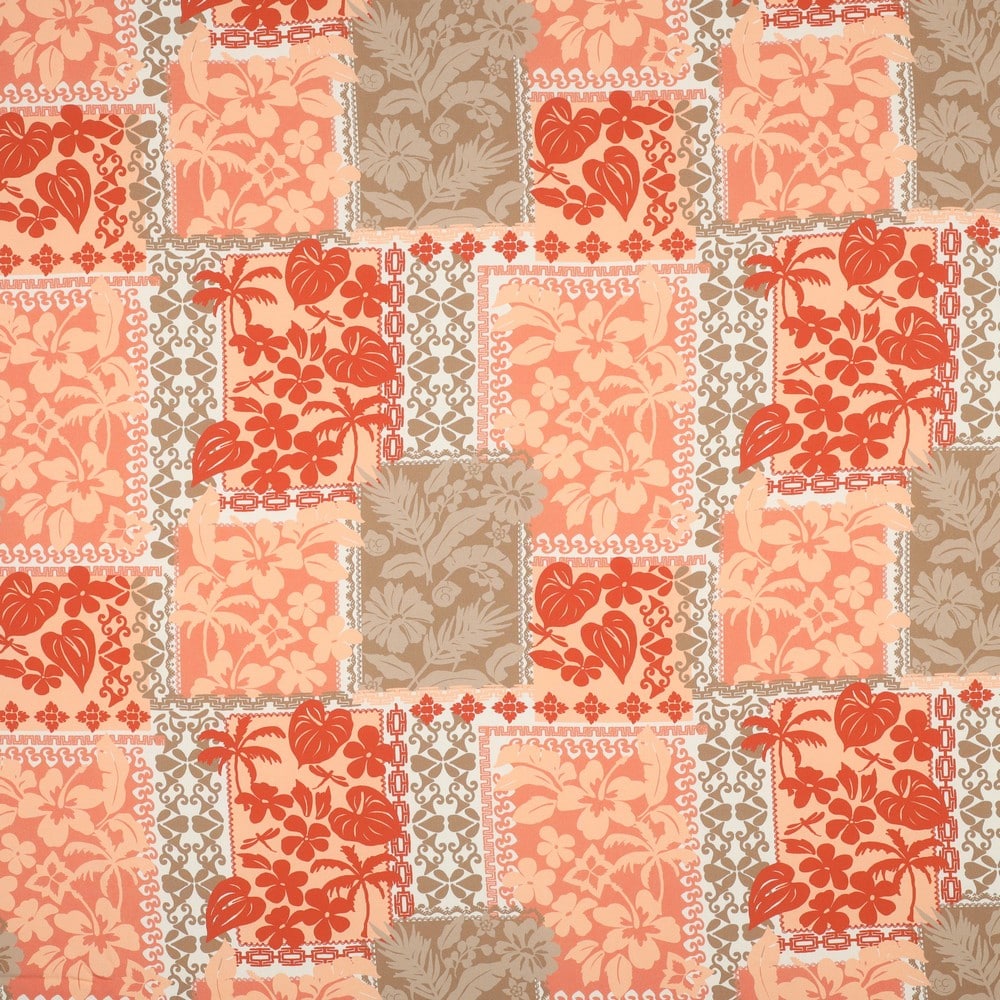 Lenzing ecovero viscose patchwork bloemen perzik