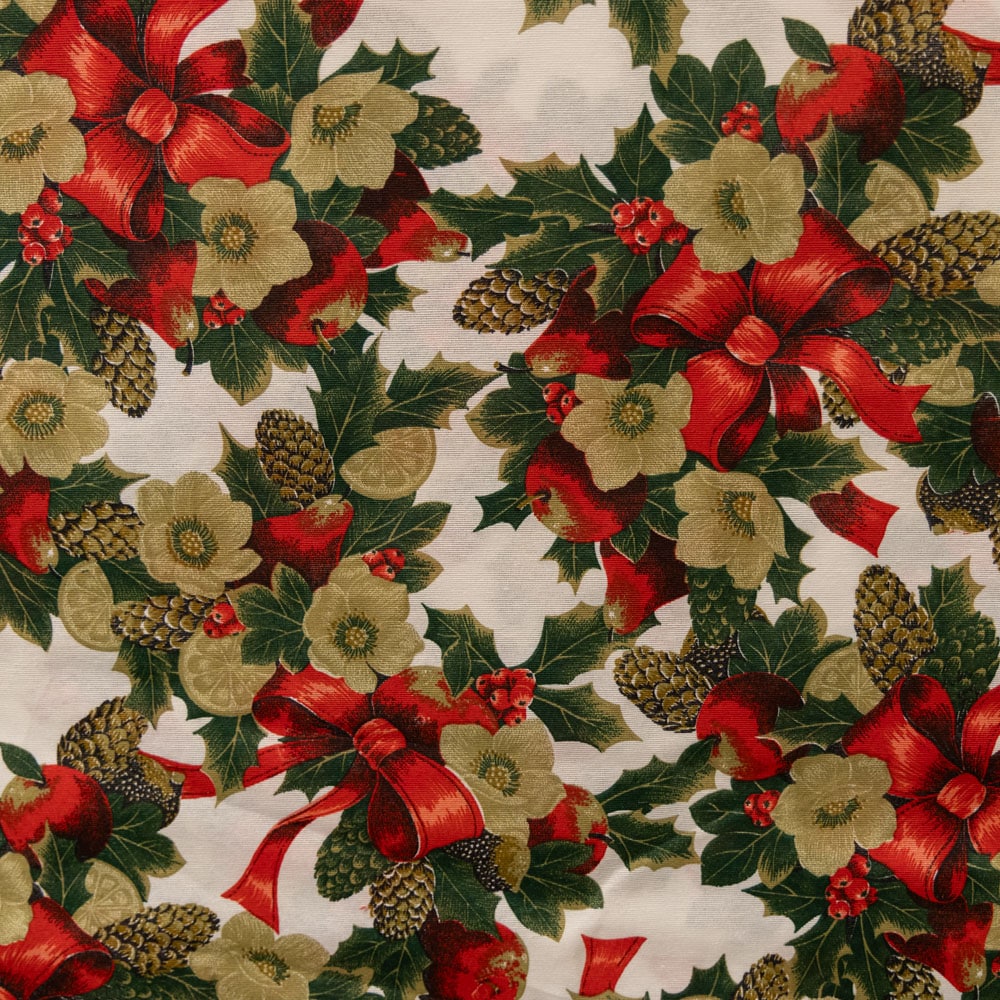 Polyester katoen glans kerst offwhite