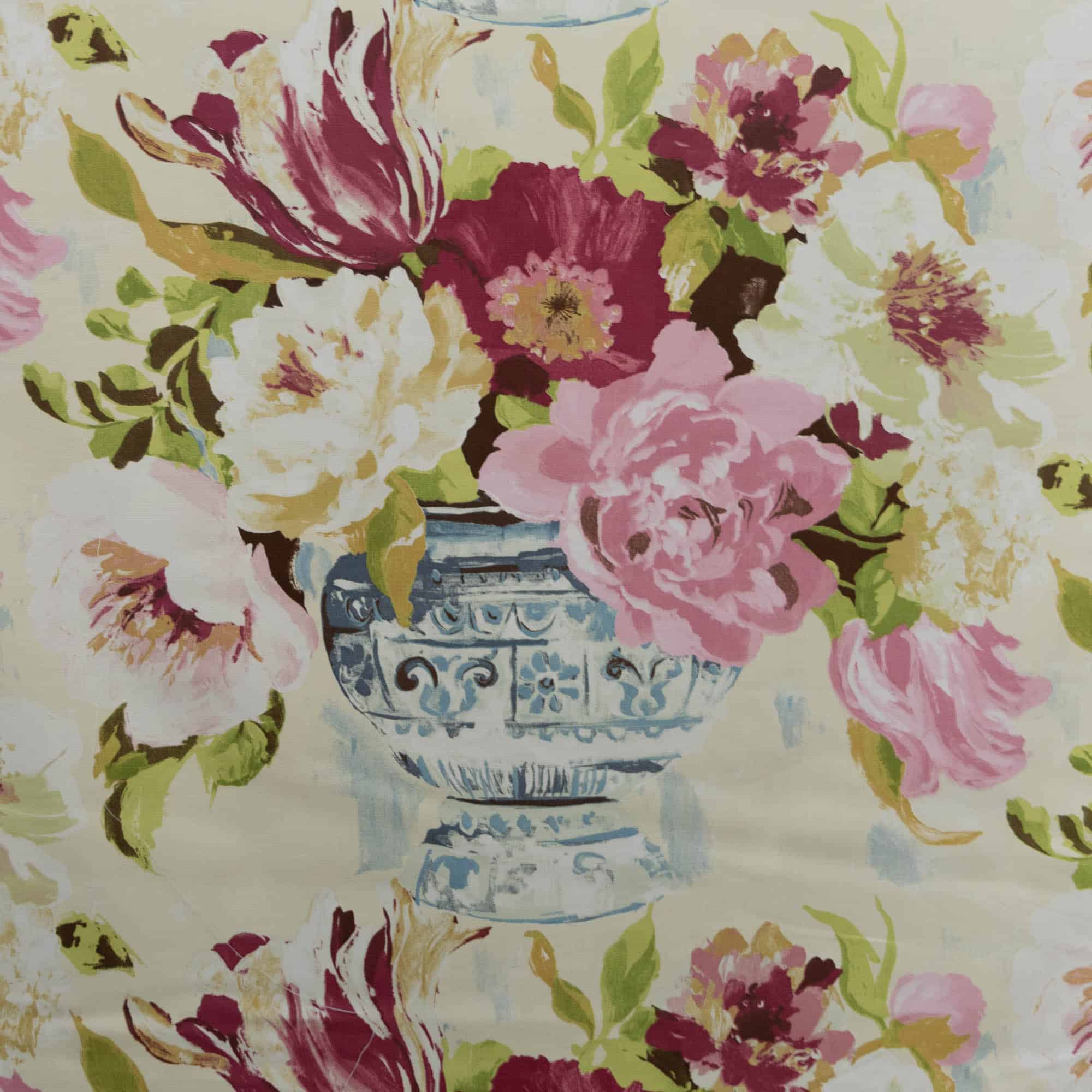 PT katoen bloemenvaas beige/roze