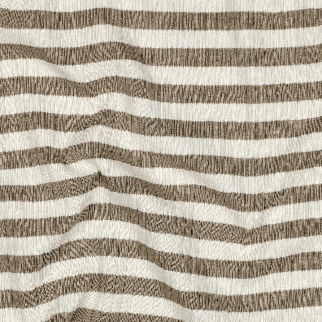 Rib jersey yarn dyed strepen zand