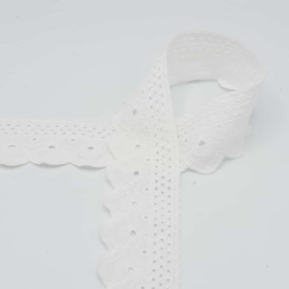 Sierband broderie 45mm wit