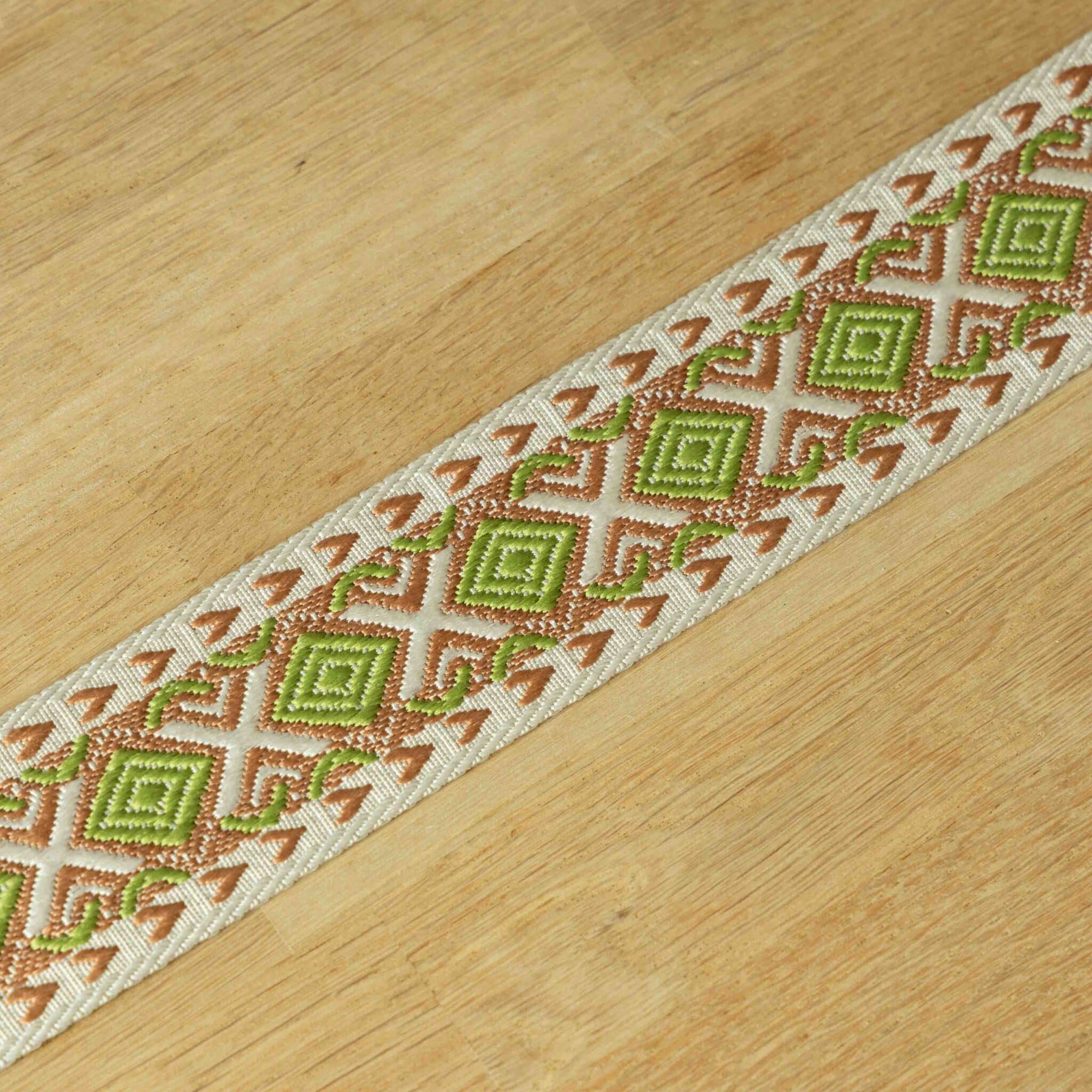 Tassenband print 50mm groen/bruin