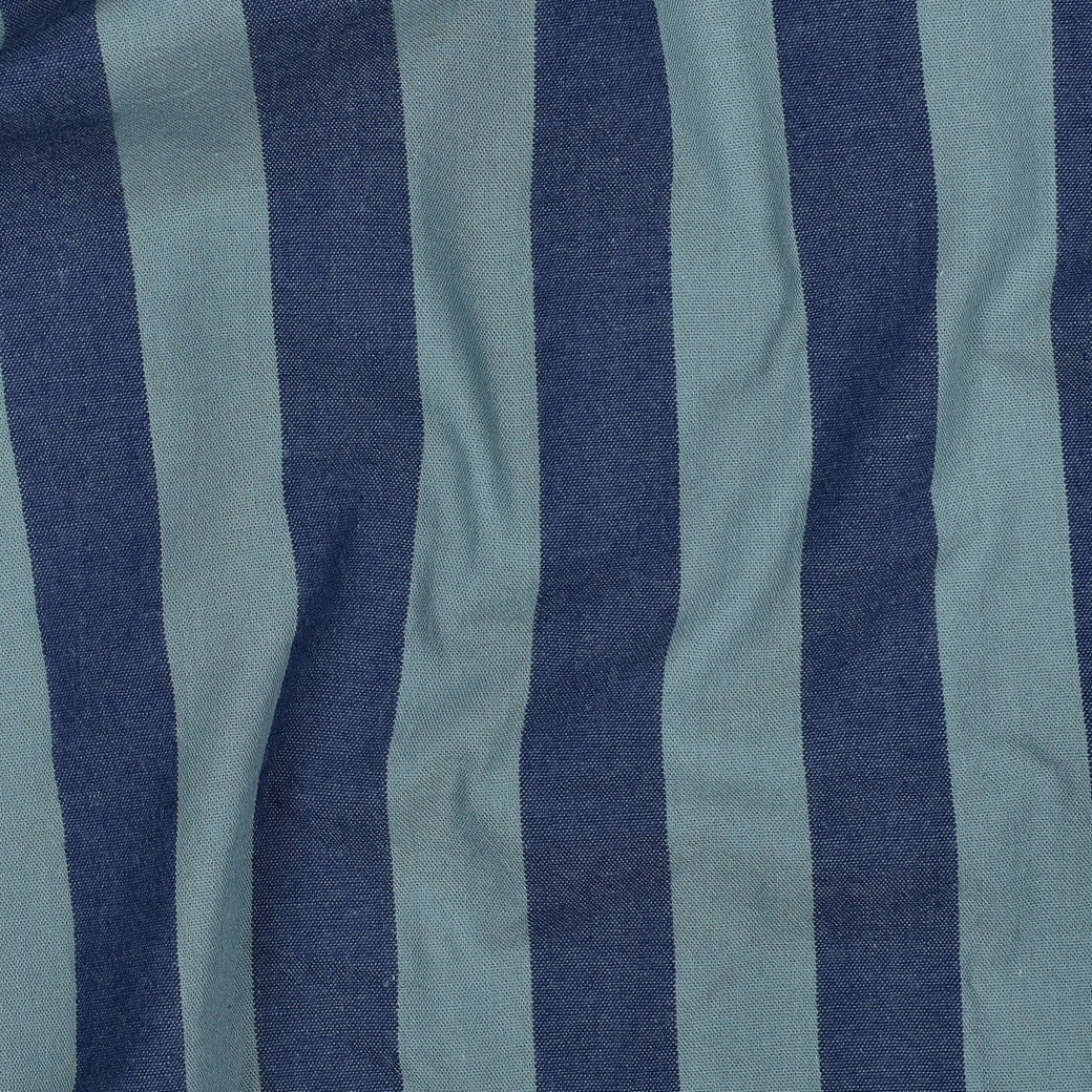 Yarn dyed katoen strepen blauw/groen
