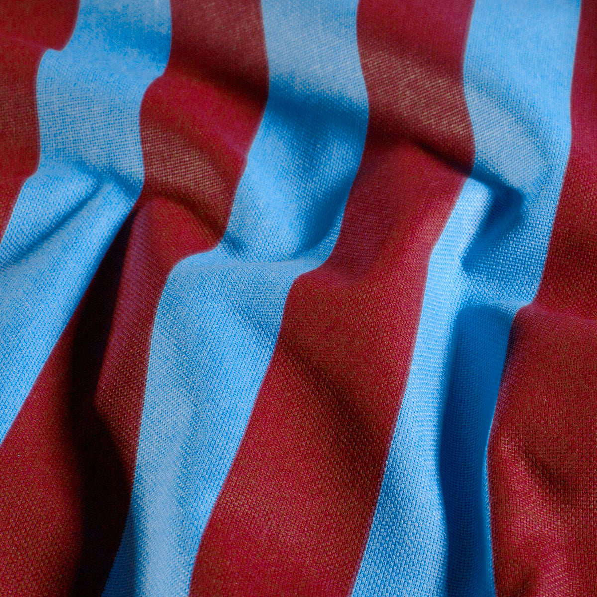 Canvas panama strepen aqua/bordeaux