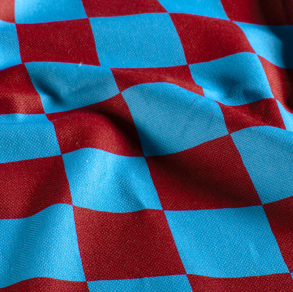 Canvas panama ruiten aqua/bordeaux