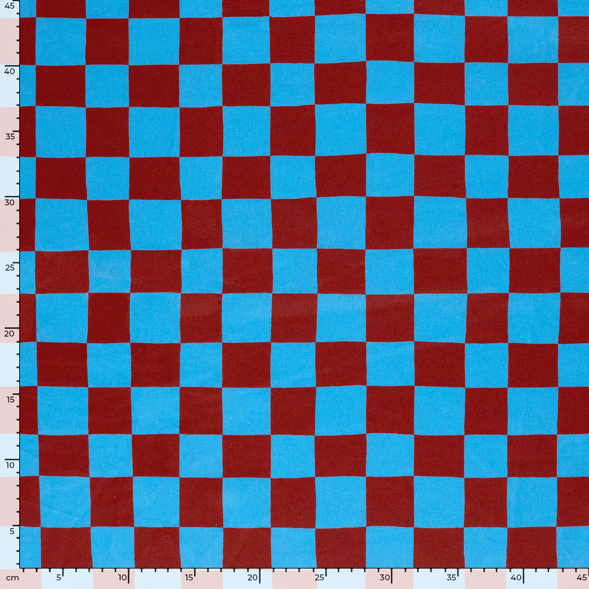 Canvas panama ruiten aqua/bordeaux