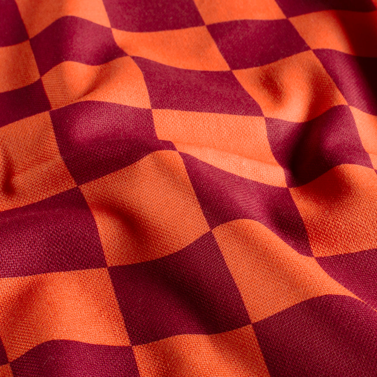 Canvas panama ruiten bordeaux/oranje