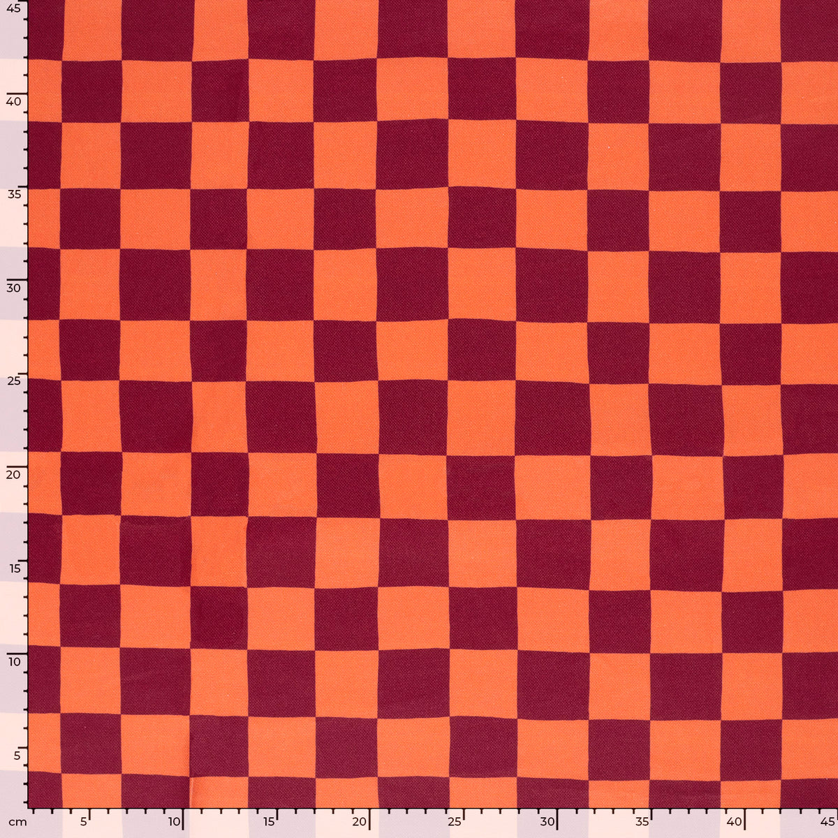 Canvas panama ruiten bordeaux/oranje