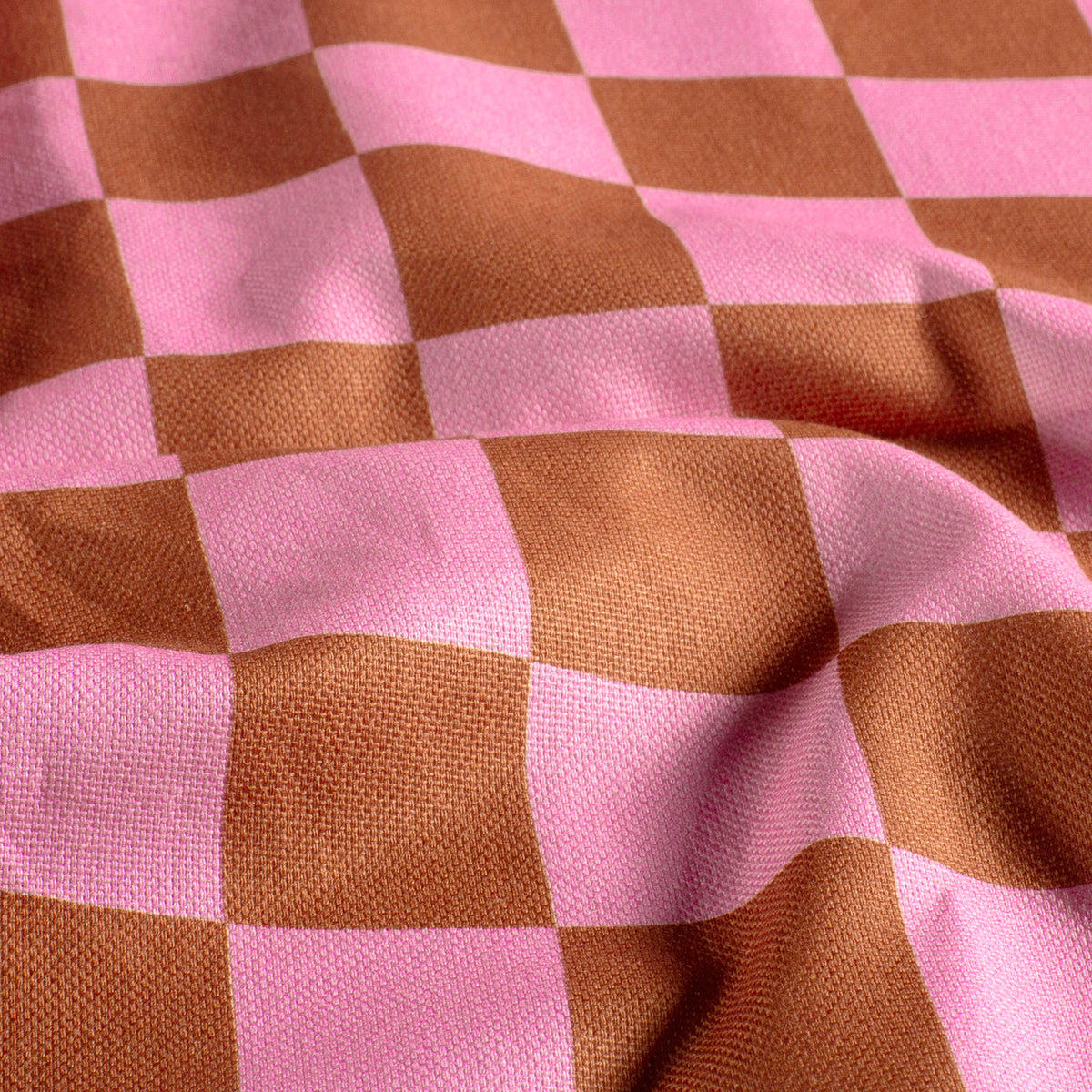 Canvas panama ruiten roze/camel