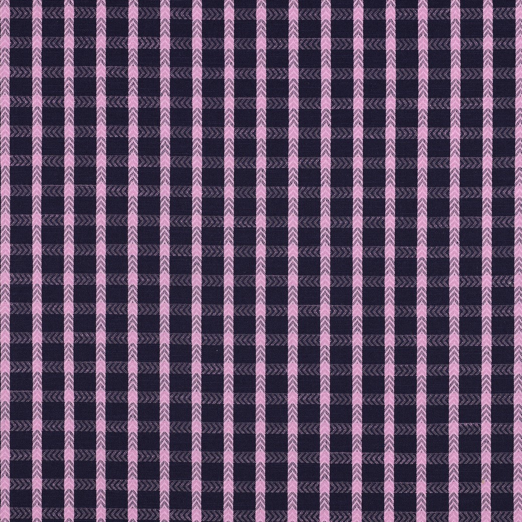 Yarn dyed katoen dobby ruiten navy/roze