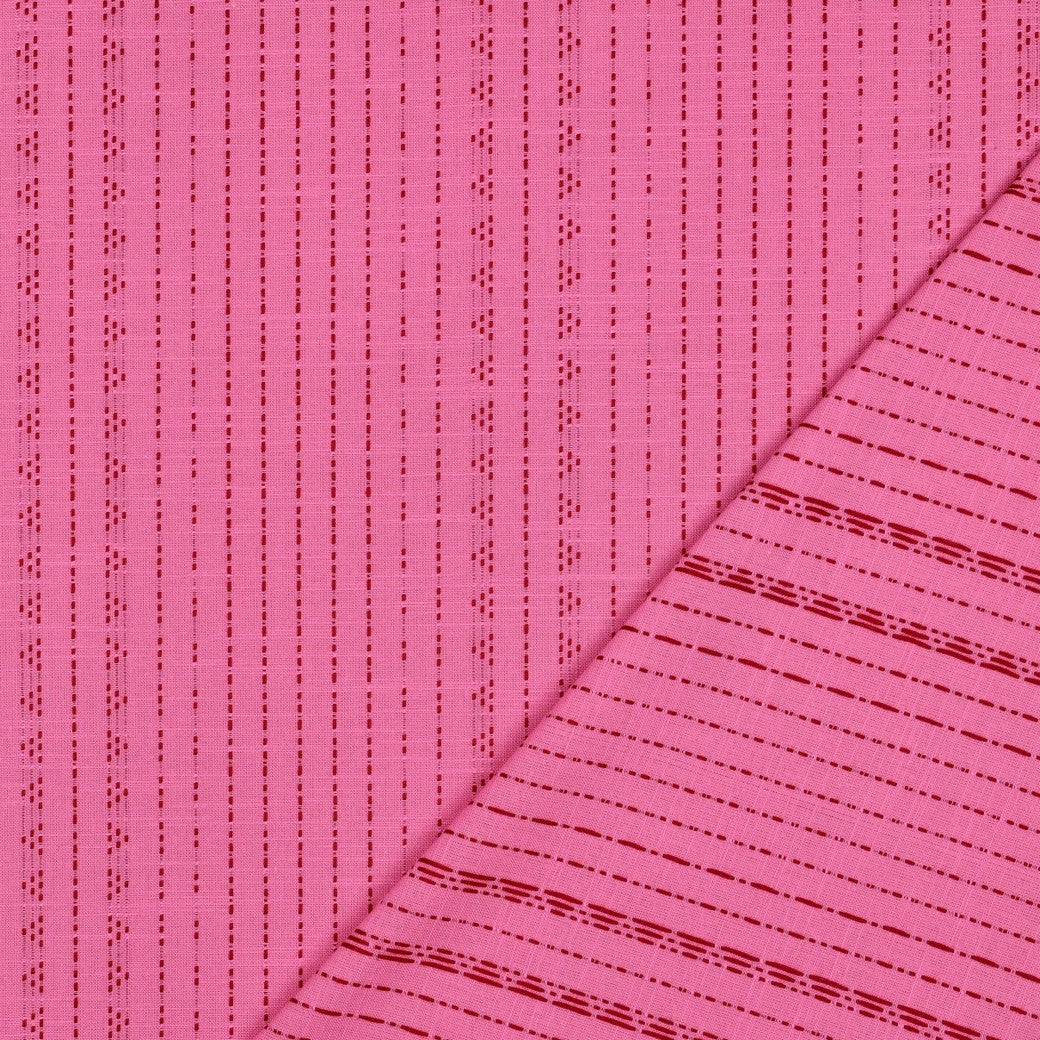 Yarn dyed katoen dobby dots roze/rood