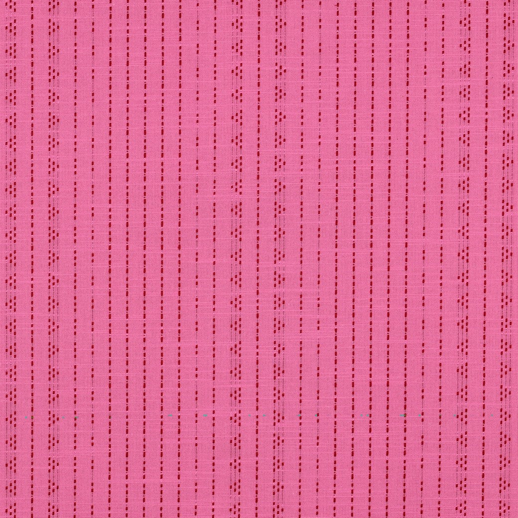 Yarn dyed katoen dobby dots roze/rood