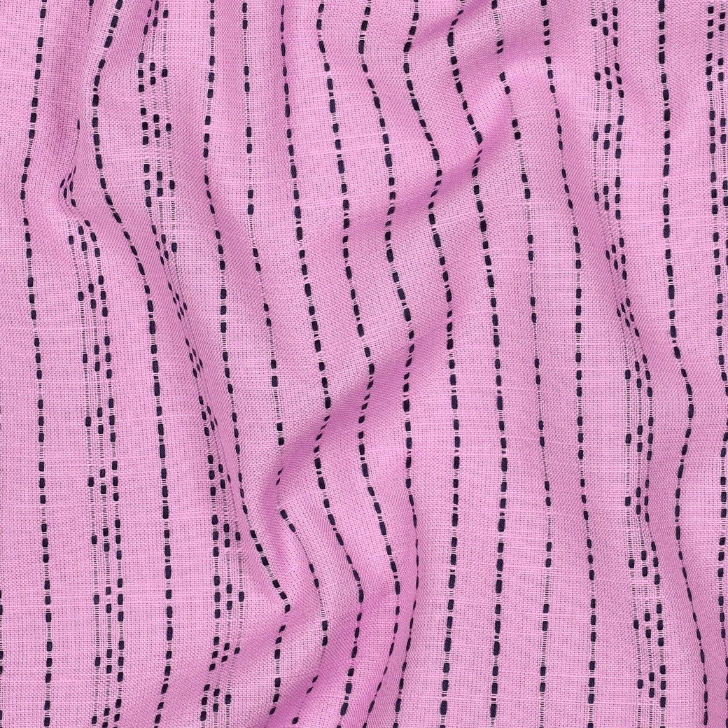 Yarn dyed katoen dobby dots roze/navy