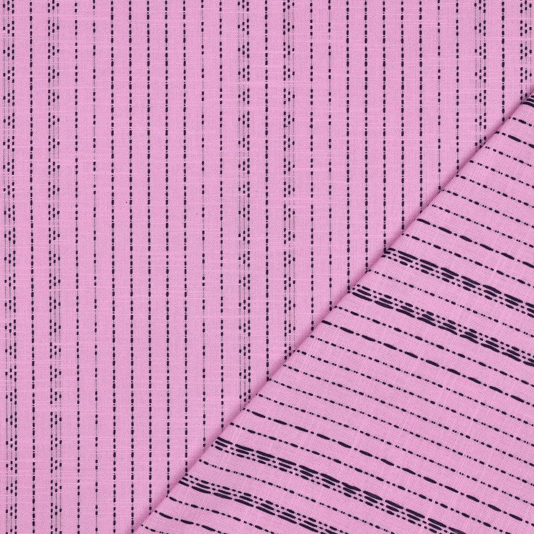 Yarn dyed katoen dobby dots roze/navy