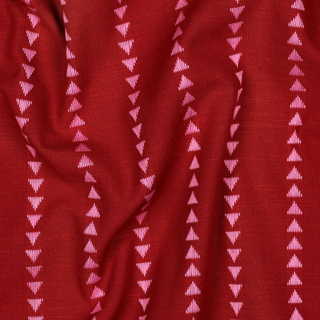 Yarn dyed katoen dobby abstract rood/roze