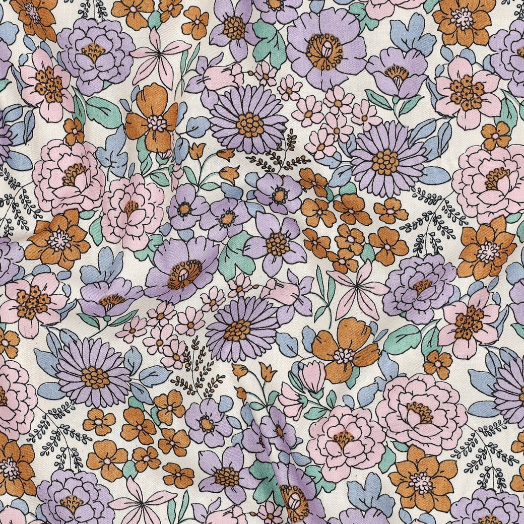 Fine poplin bloemen lila