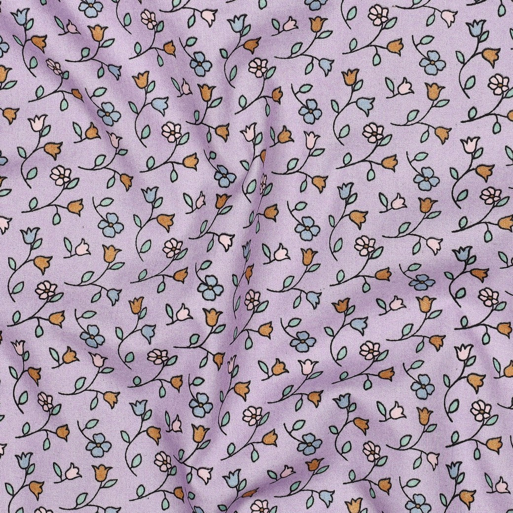 Fine poplin fijne bloemen lila