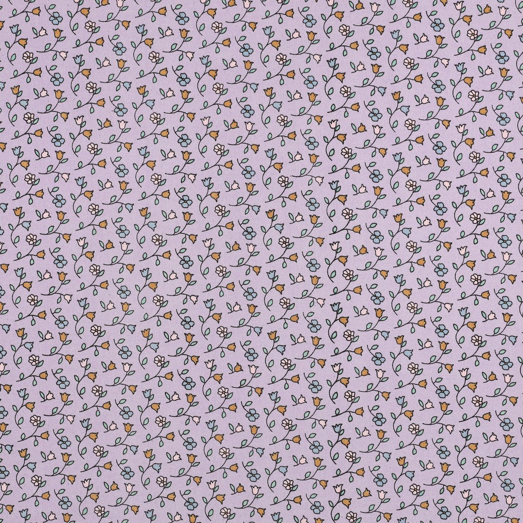 Fine poplin fijne bloemen lila