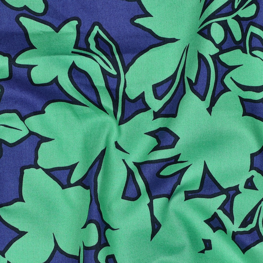 Fine poplin bloemen blauw/groen
