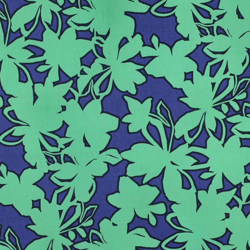 Fine poplin bloemen blauw/groen
