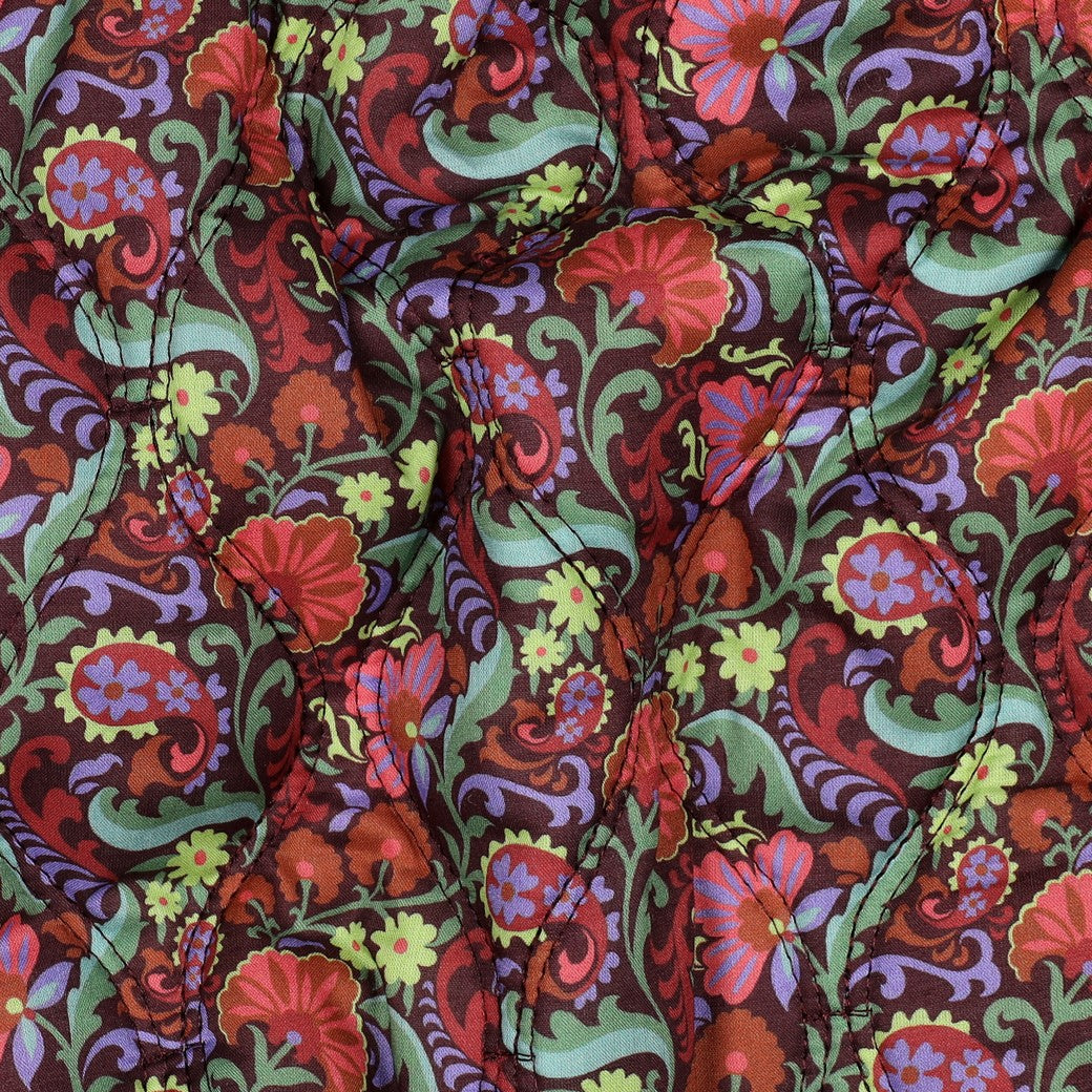 Stepped voile katoen bloemen/strepen bruin