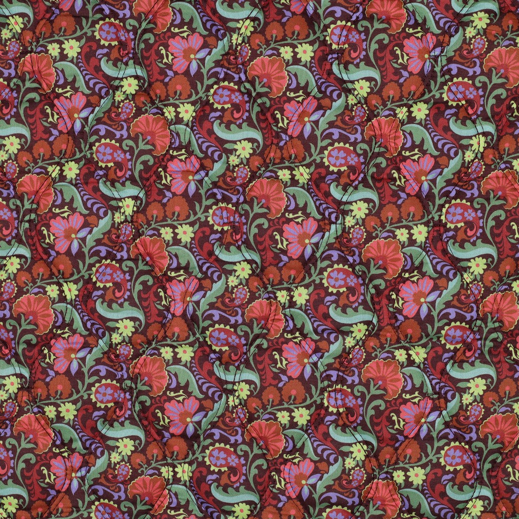 Stepped voile katoen bloemen/strepen bruin