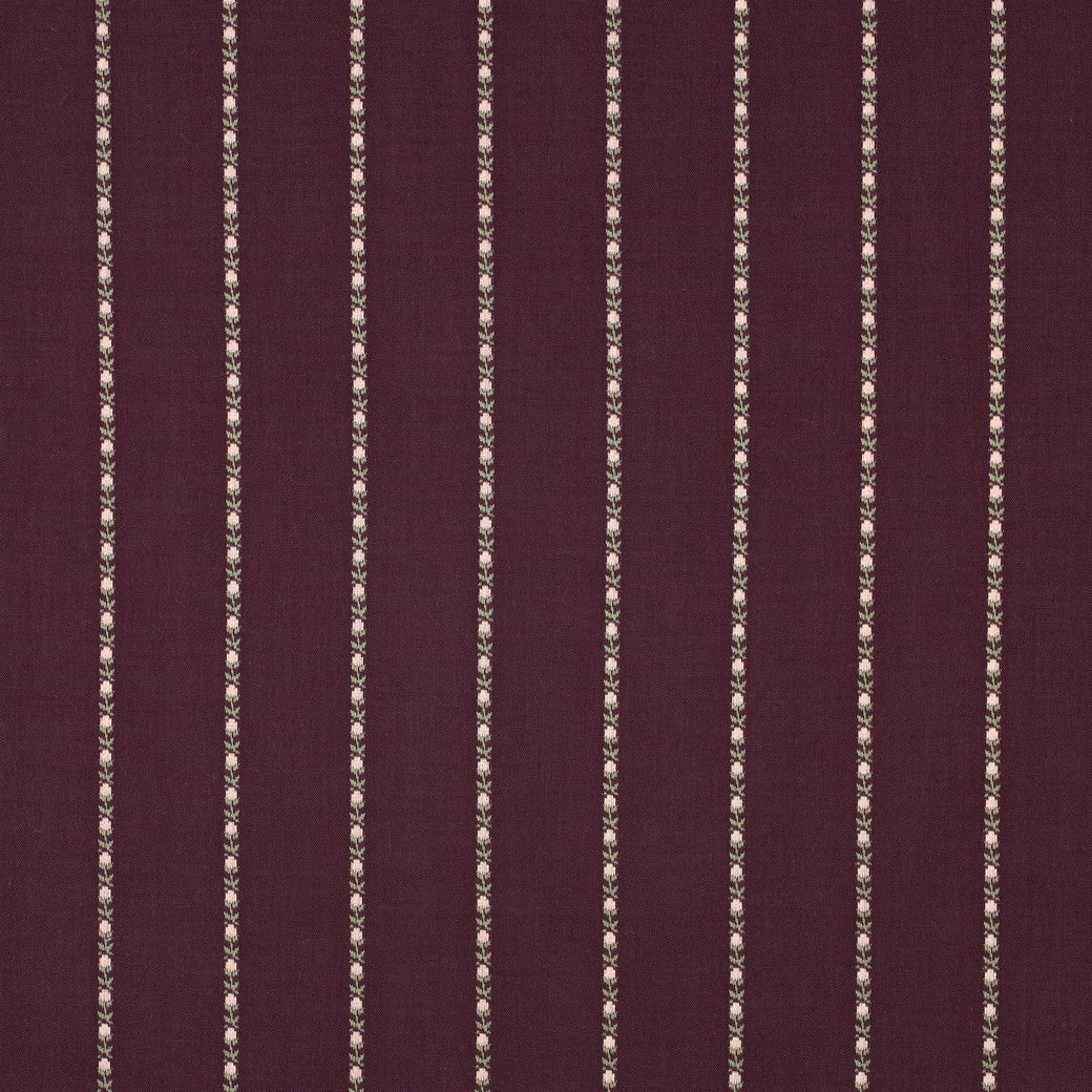 Katoenen voile dobby bloemen aubergine