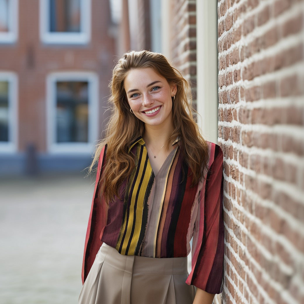 Katoen viscose digitaal strepen