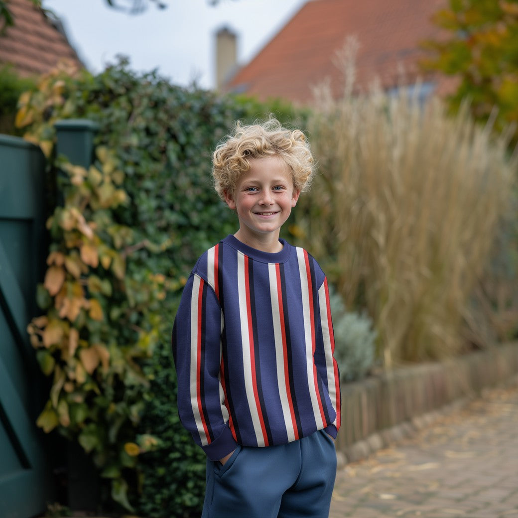 Soft sweat strepen navy