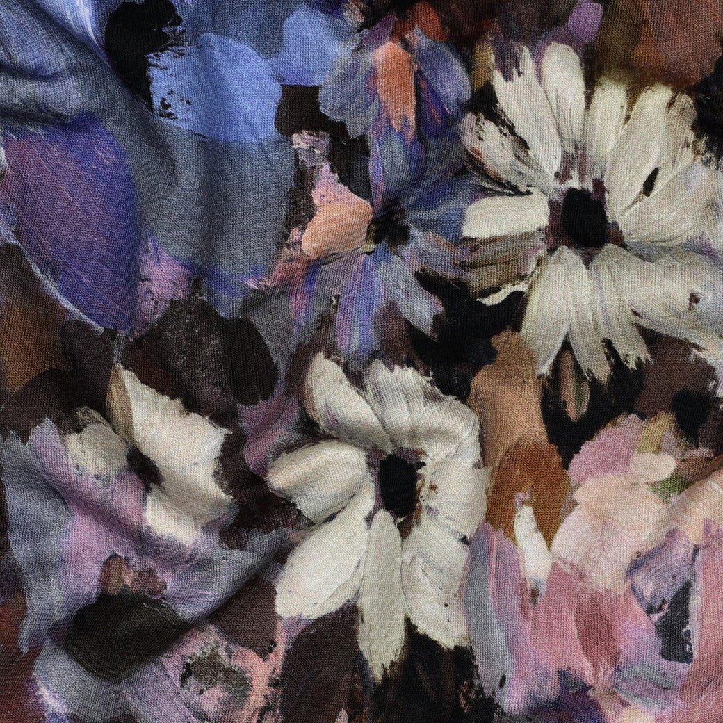 French terry digitaal bloemen violet