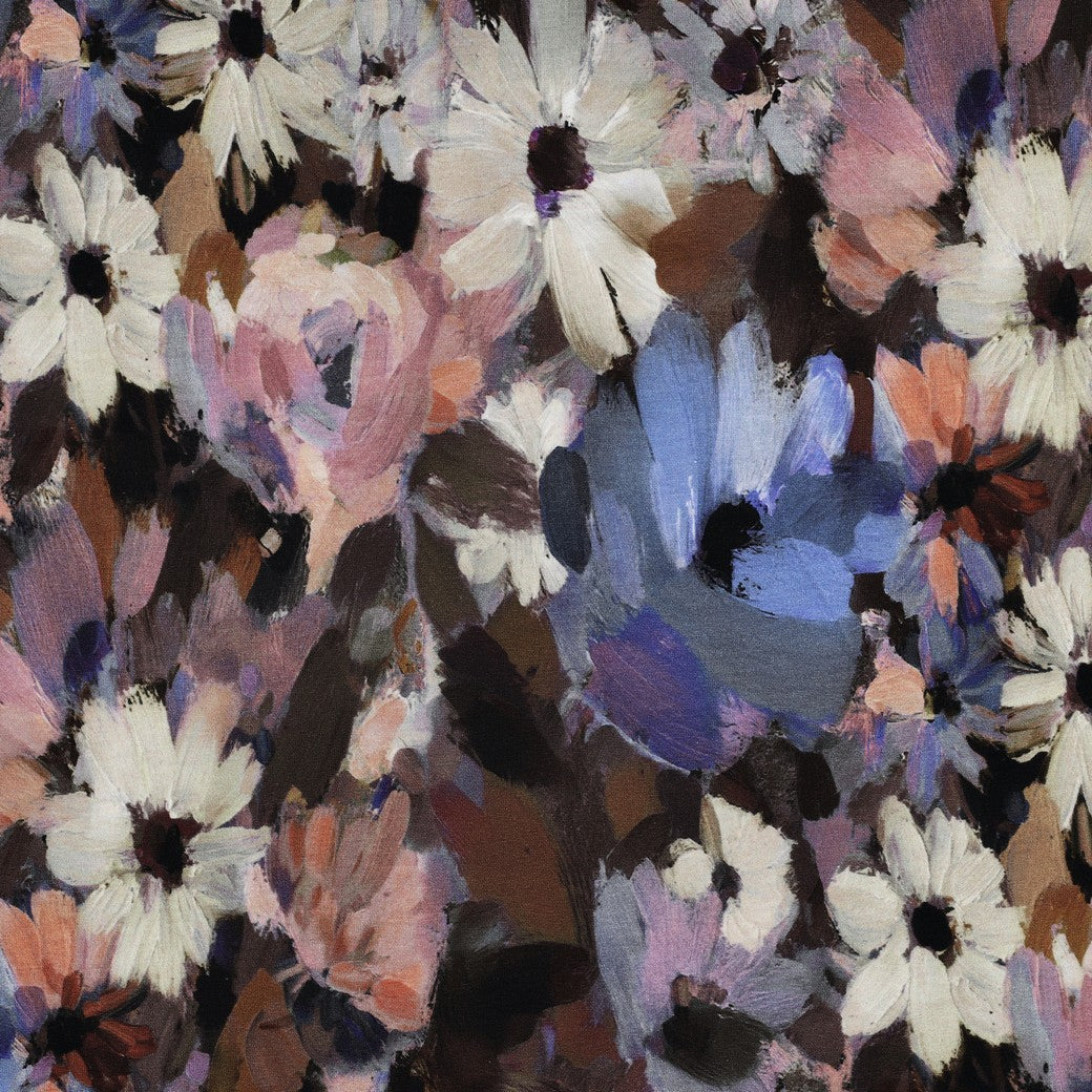 French terry digitaal bloemen violet