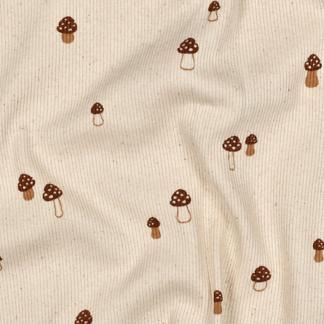 Rib jersey organic paddenstoelen