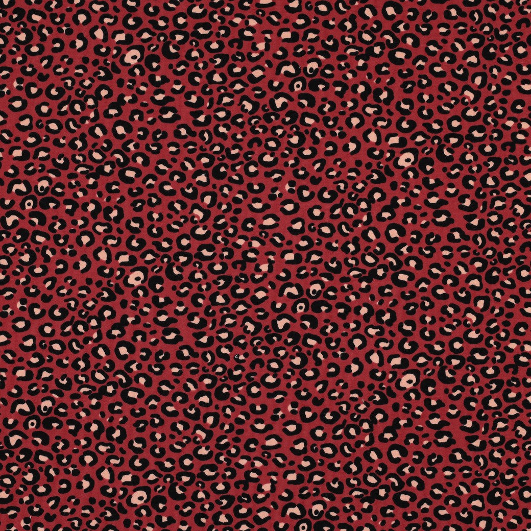 French terry luipaardprint burgundy