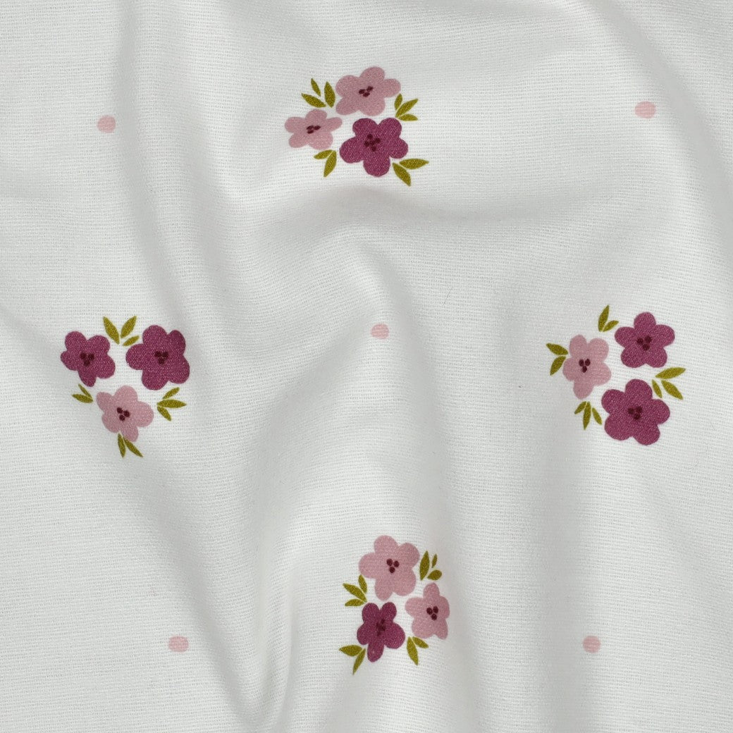 Flanel bloemen offwhite