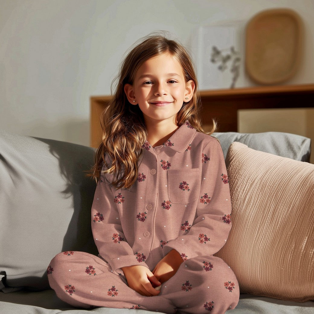 Flanel bloemen oudroze