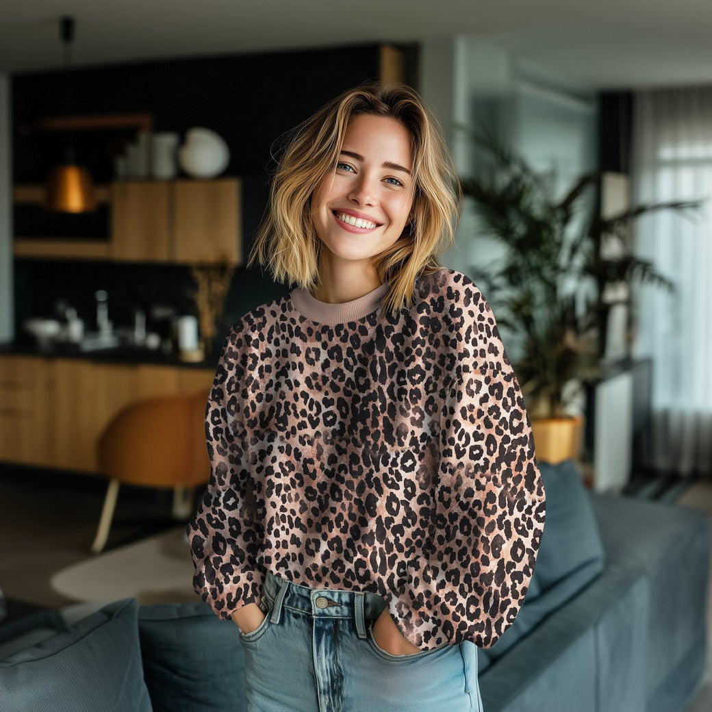 Sweat digitaal luipaardprint bruin