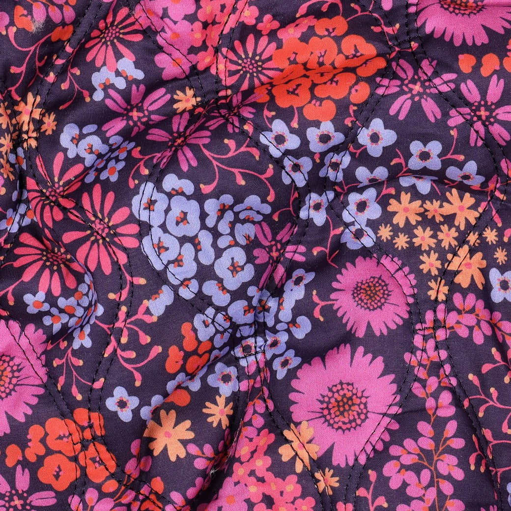 Stepped voile katoen bloemen paars