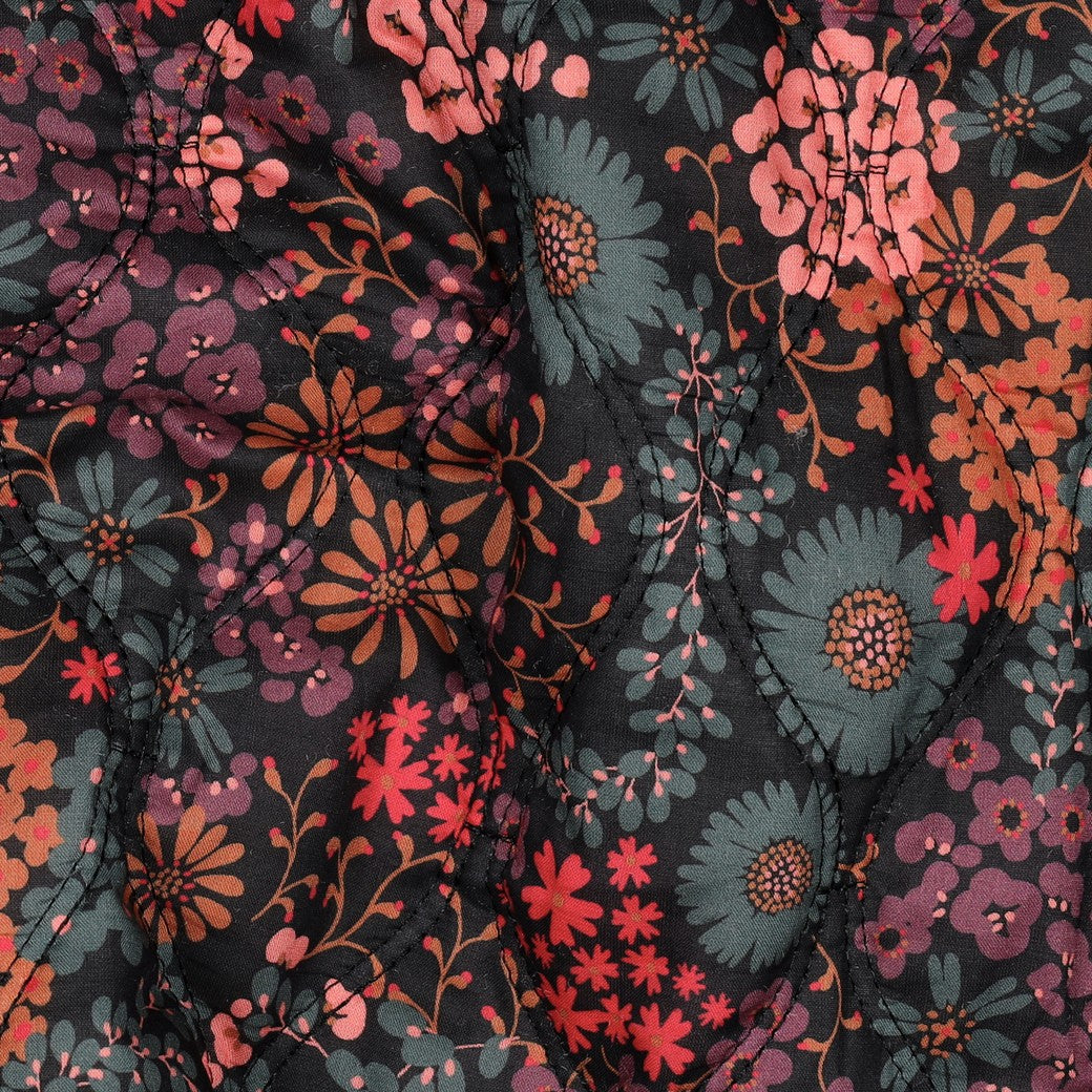 Stepped voile katoen bloemen zwart