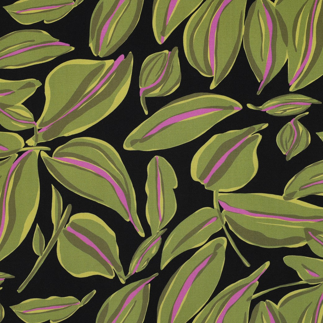 Viscose radiance bladeren zwart