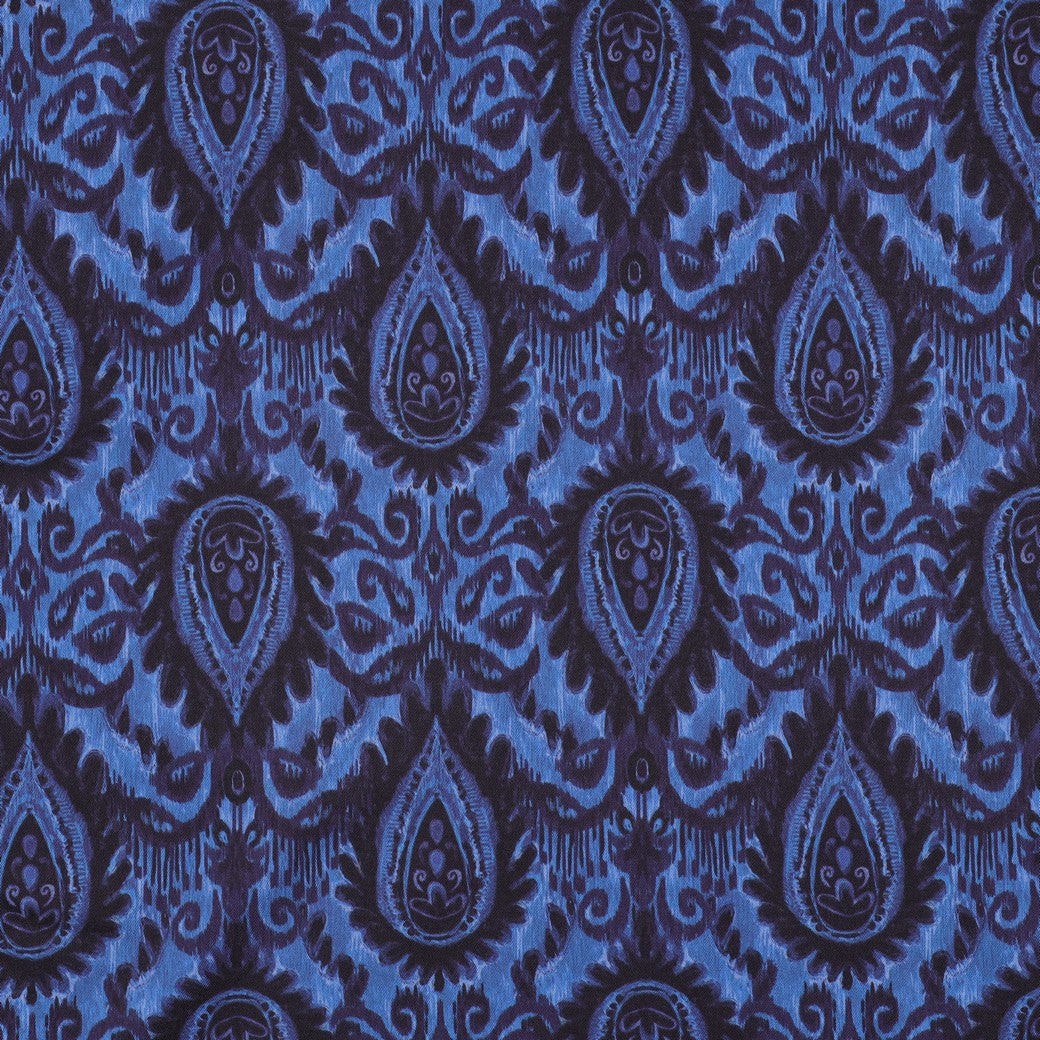 Rosella viscose stretch digitaal ornamenten blauw