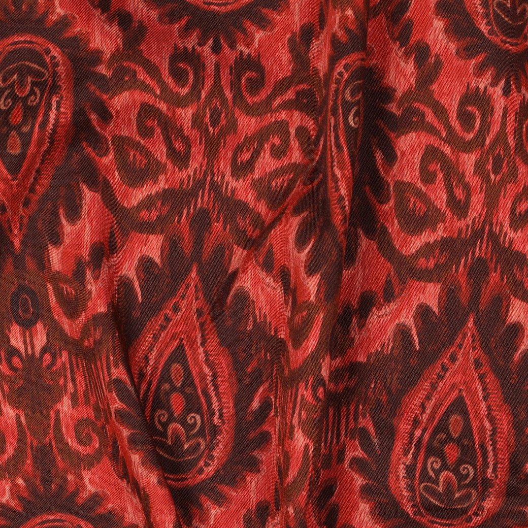 Rosella viscose stretch digitaal ornamenten terra