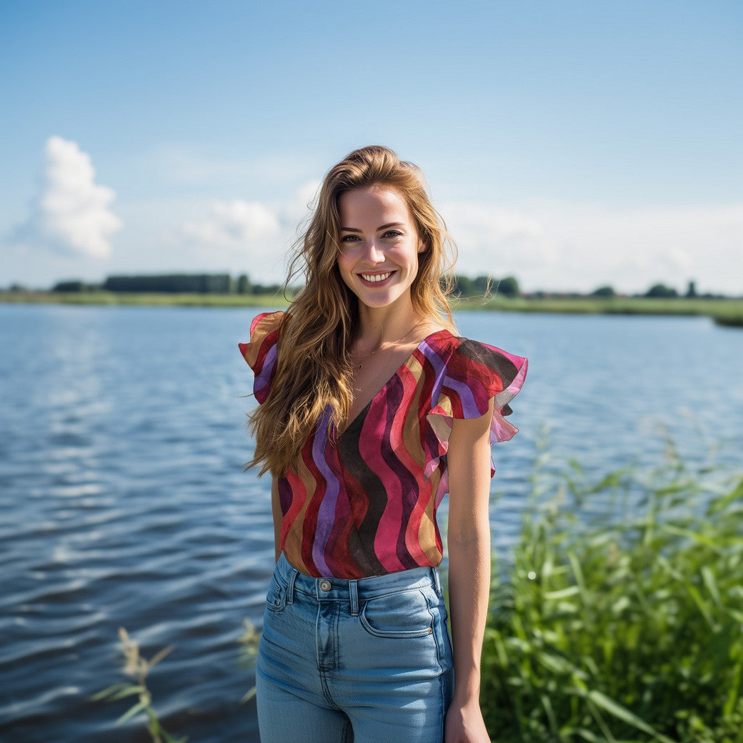 Lenzing ecovero viscose digitaal golvende lijnen