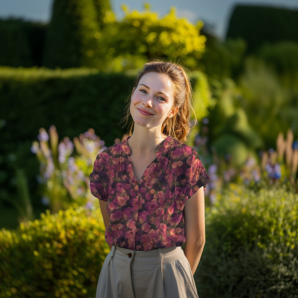 Viscose satijn digitaal bloemen paars