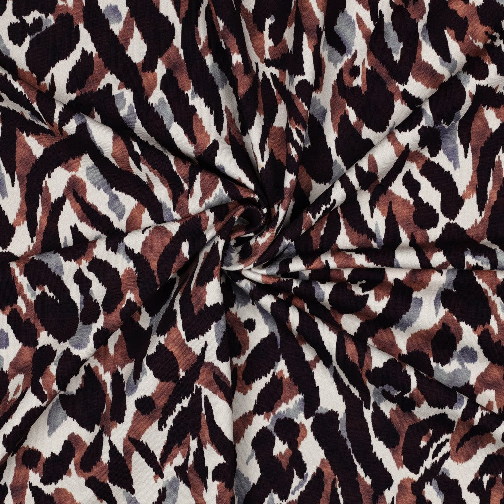 French terry digitaal abstract bruin