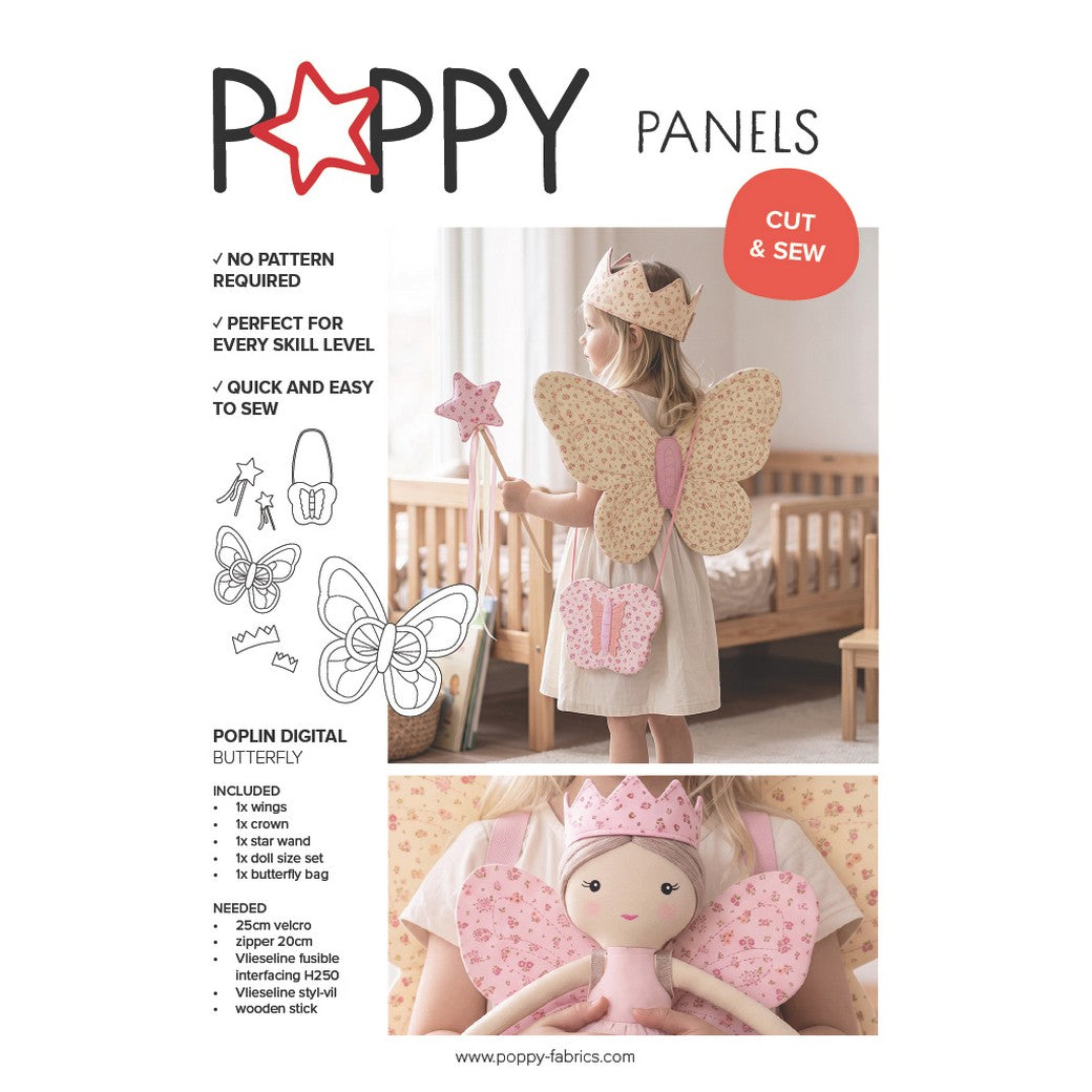 Paneel poplin verkleedset vlinder