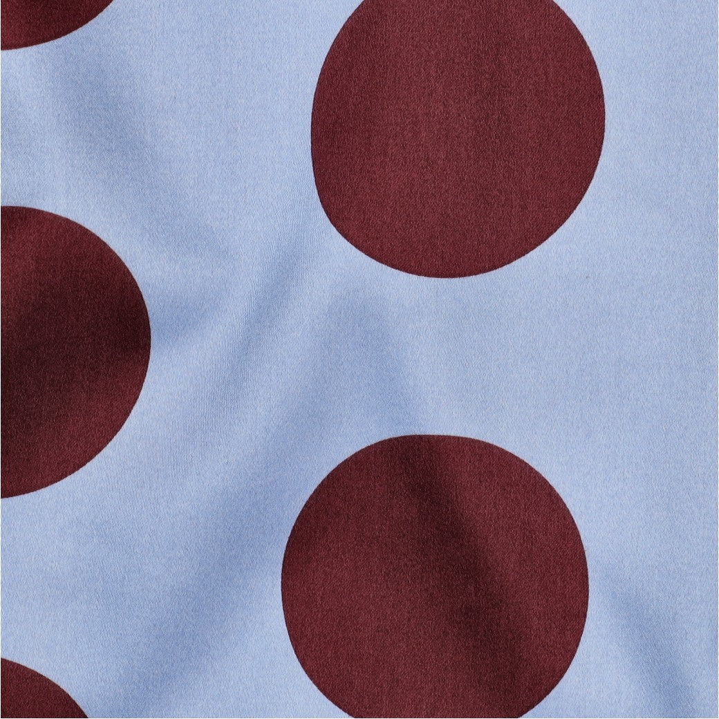 Katoen satijn polka dots blauw