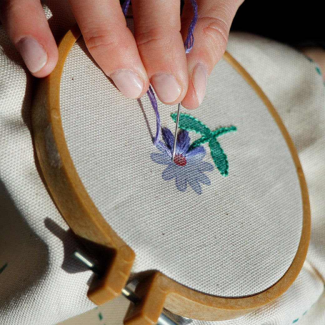 Paneel canvas shopper bloemen naturel