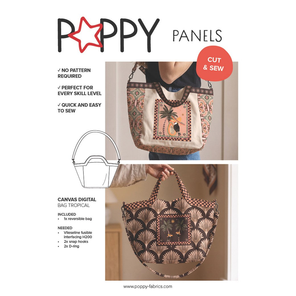 Paneel canvas shopper tropisch bruin