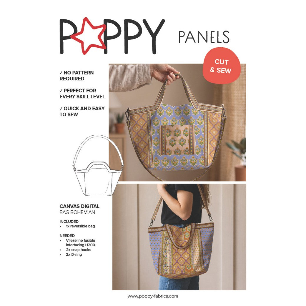Paneel canvas shopper bloemen multicolor